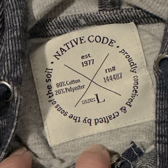 Men’s Native Code Blue & White Striped Knit Hoodie Pullover size L - Picture 6 of 11